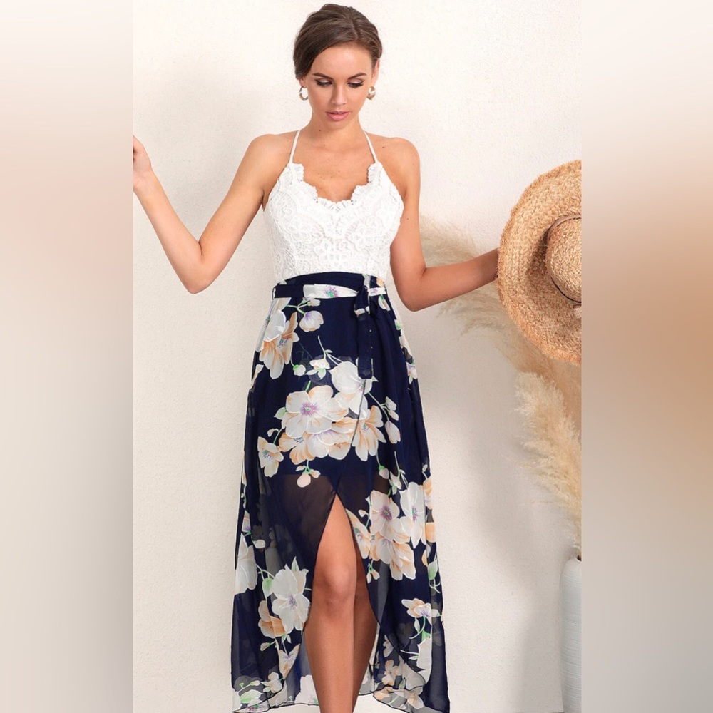 Flattering Open Back Floral Maxi Dress